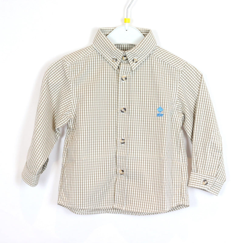 * Hemd - River Woods - langarm - Button down - 80 - hellbraun/weiß - kariert