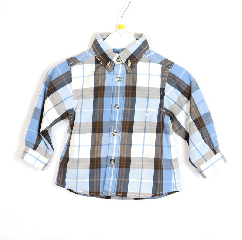 * Hemd - River Woods - langarm - Button down - 74 - blau/braun/weiß - kariert