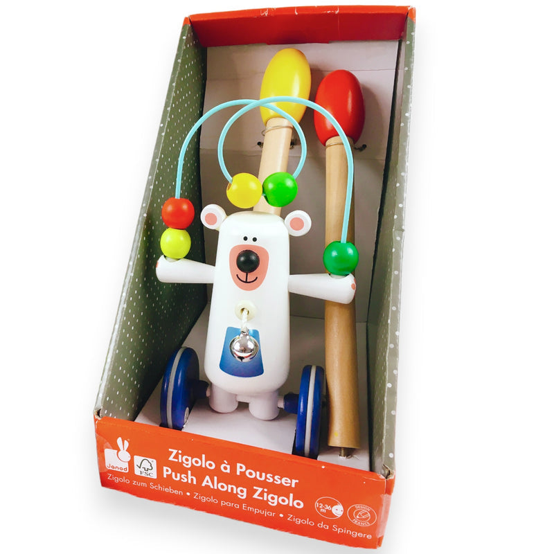 Janod Push Animal, Zigolos Juggling Bear to Push, Wood