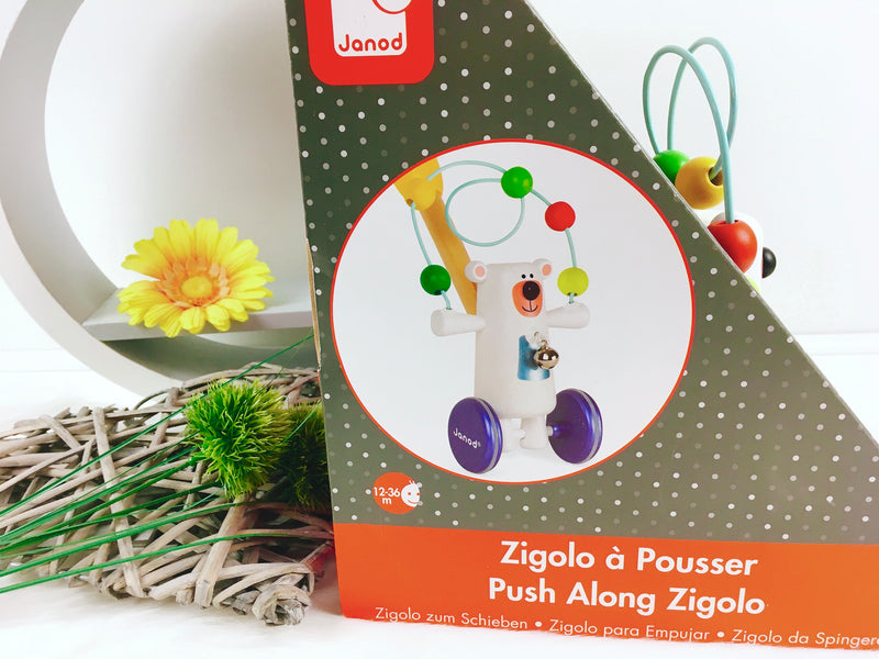 Janod Push Animal, Zigolos Juggling Bear to Push, Wood