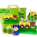 Goula wooden puzzle, 9 pieces, girl with car