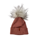 Metsola knit merino beanie with pom, dusky rose | 3-4y