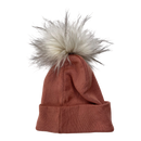 Metsola knit merino beanie with pom, dusky rose | 3-4y