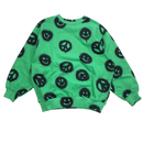 Molo monti sweatshirt, green smileys | 140cm
