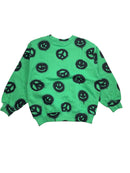 Molo monti sweatshirt, green smileys | 140cm