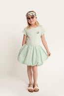 Balloon-Kleid aus Baumwolle mit Herz Stickerei
