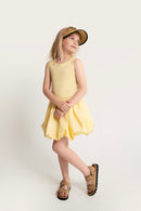 Balloon-Kleid aus Baumwolle mit Tanktop-Oberteil in Gelb