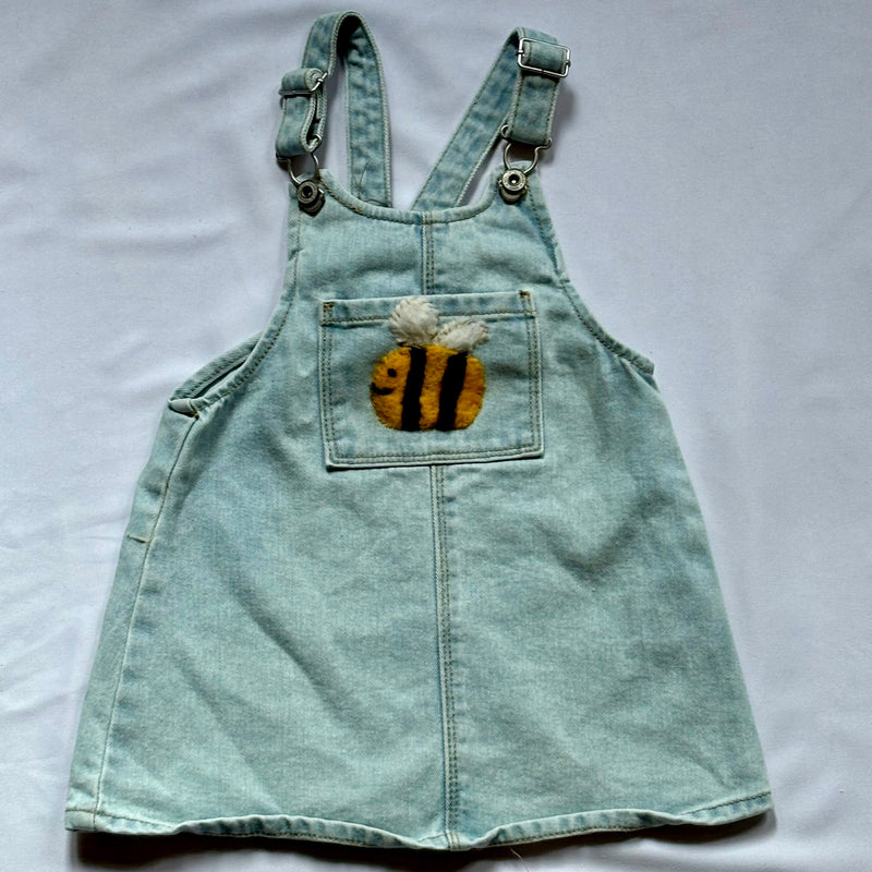 Repair - Bienen Jeans Kleid- Hellblau - Größe 92 - Ettmoln