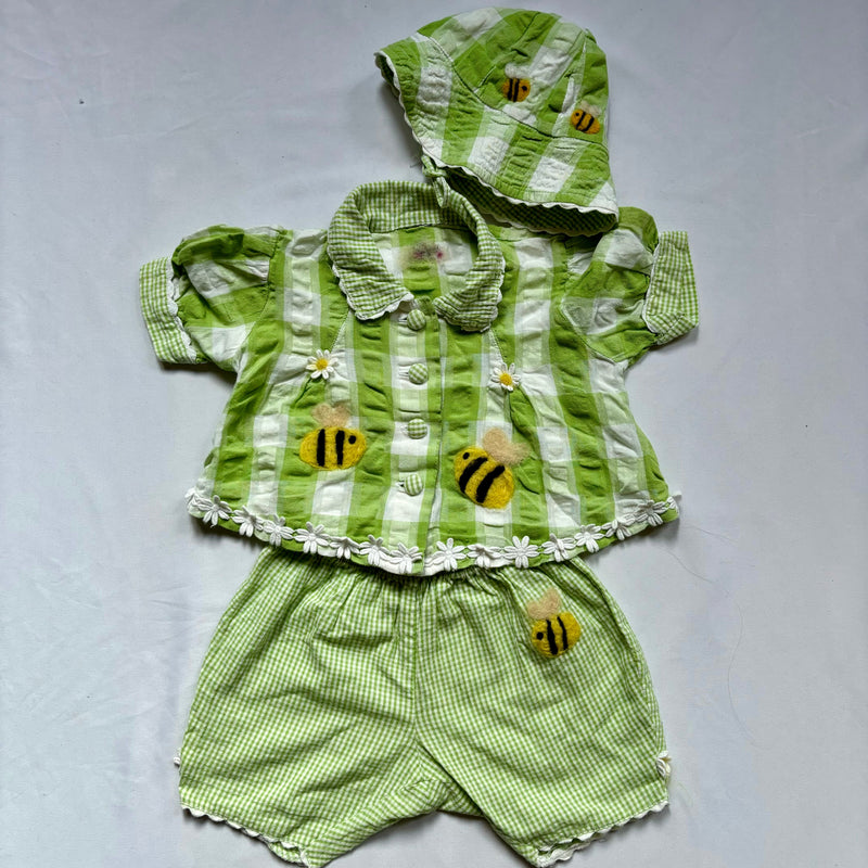 Repair - Bees Baby Summer Set- White and Green- Size 62- Ettmoln