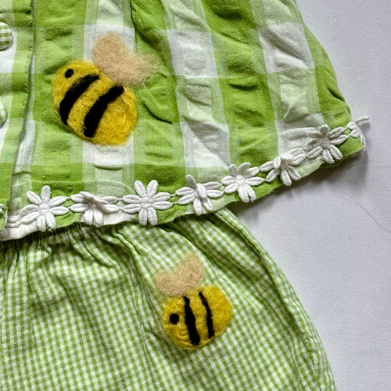 Repair - Bees Baby Summer Set- White and Green- Size 62- Ettmoln