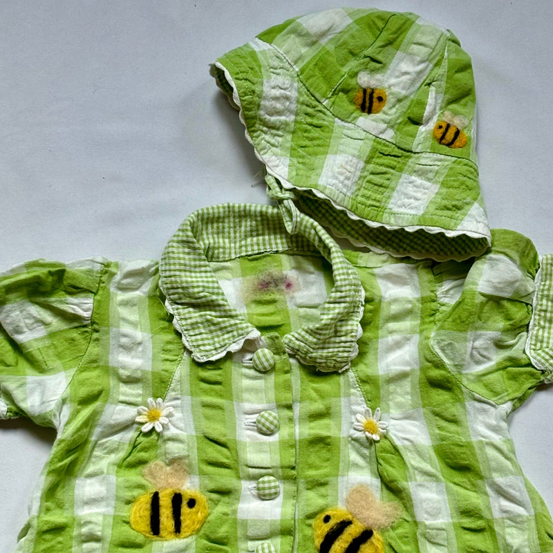 Repair - Bees Baby Summer Set- White and Green- Size 62- Ettmoln