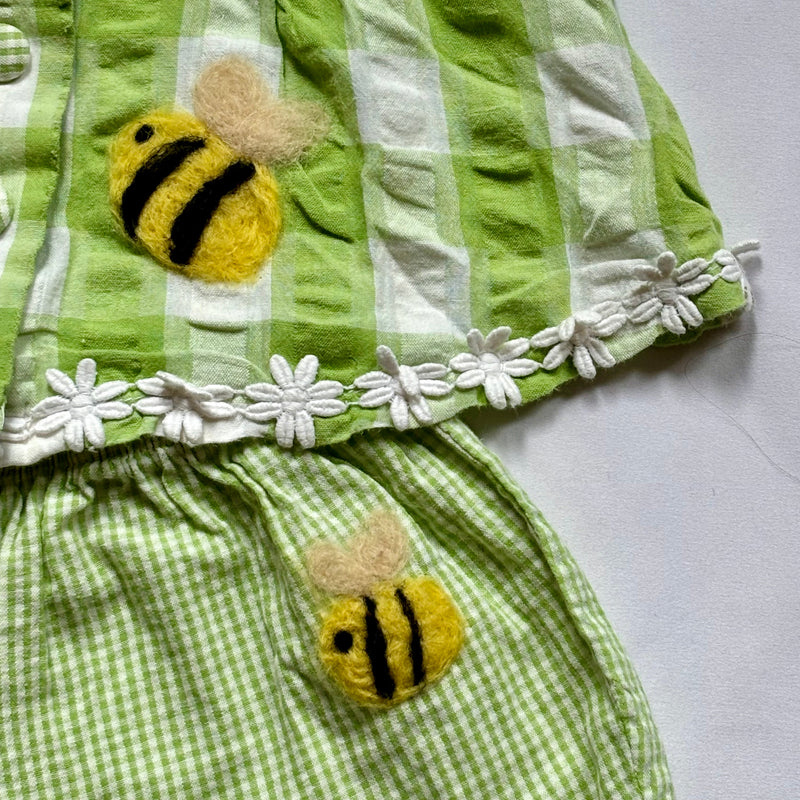 Repair - Bees Baby Summer Set- White and Green- Size 62- Ettmoln