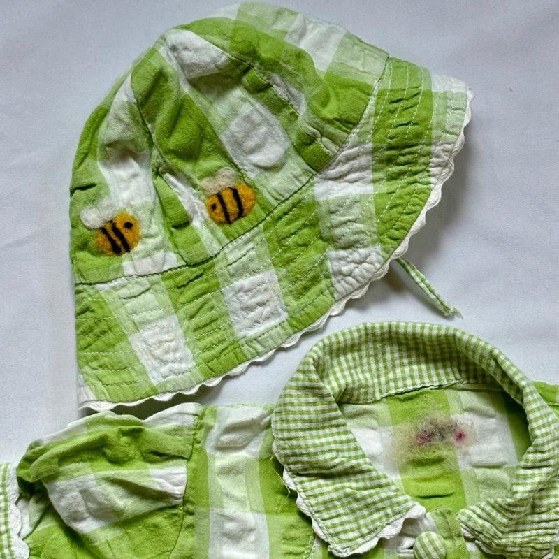 Repair - Bees Baby Summer Set- White and Green- Size 62- Ettmoln