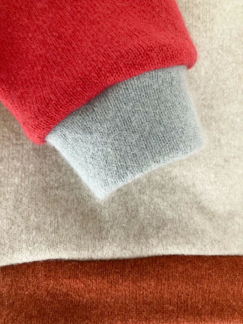 kronjuwel Kaschmirpullover Größe 86/92 beige rot Upcycling
