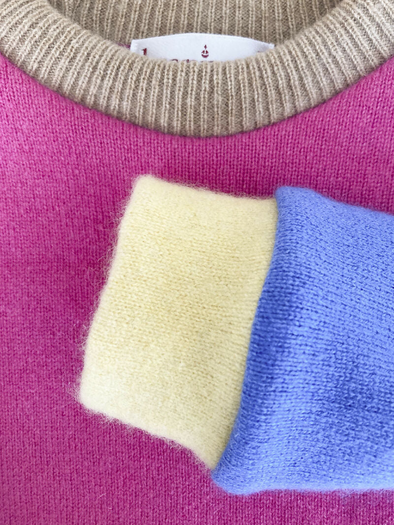 kronjuwel Kaschmirpullover Größe 86 pink blau Upcycling