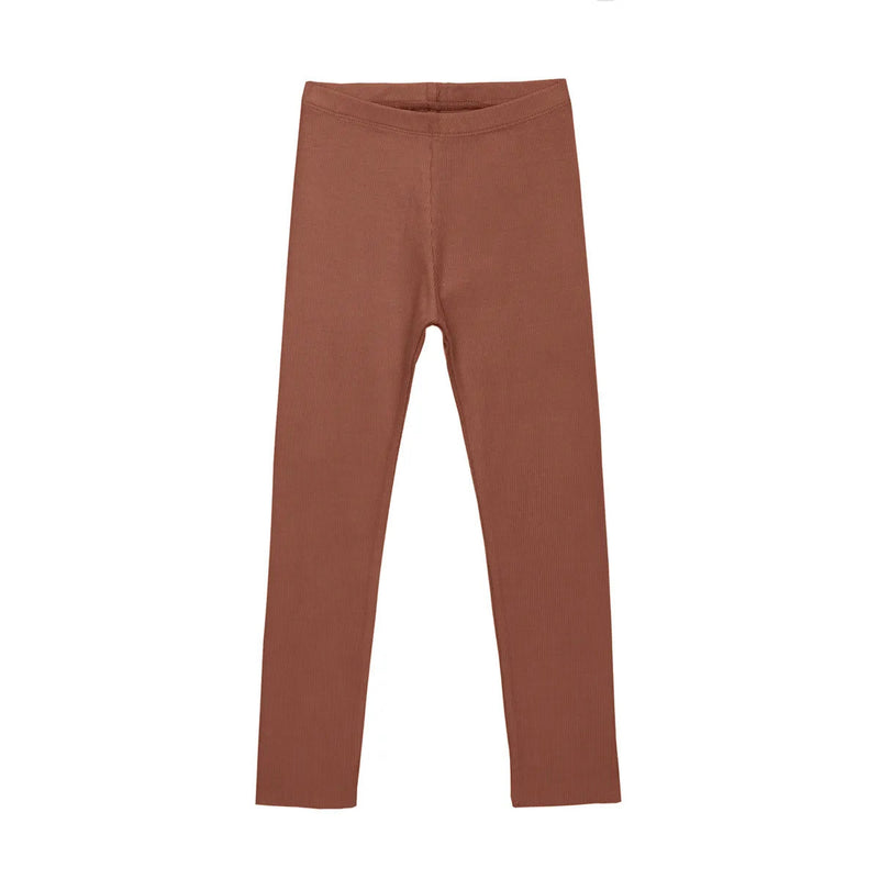 Little Hedonist organic skinny legging made of our softest rib, in rust color