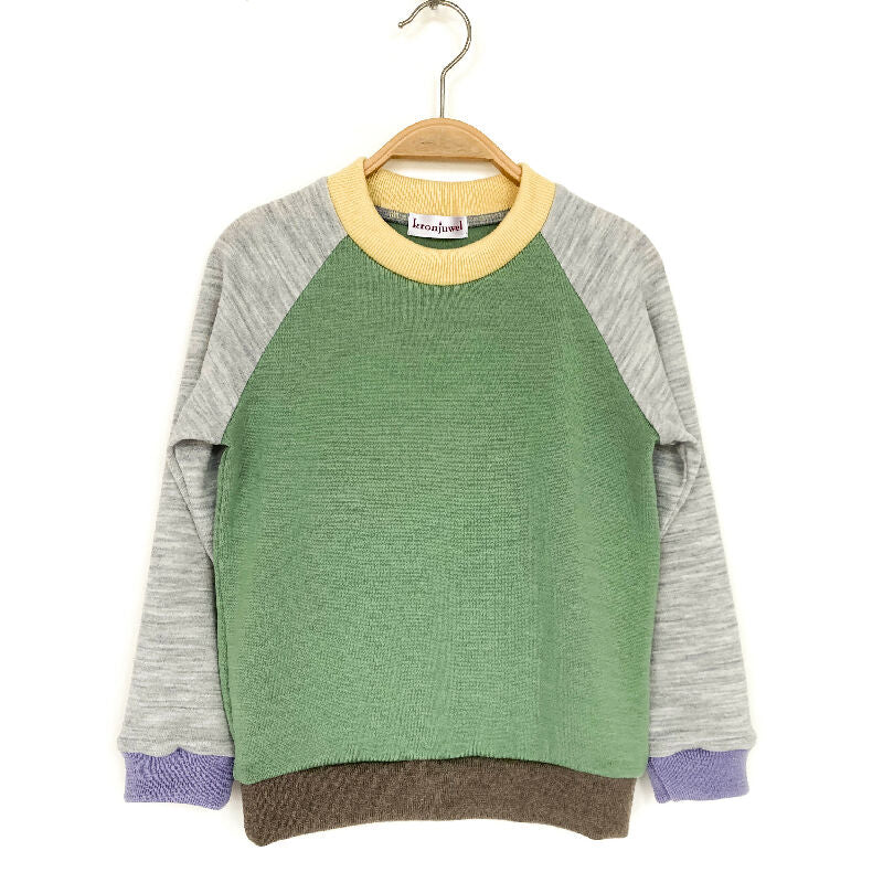 kronjuwel Wollpullover 110 grün grau Upcycling