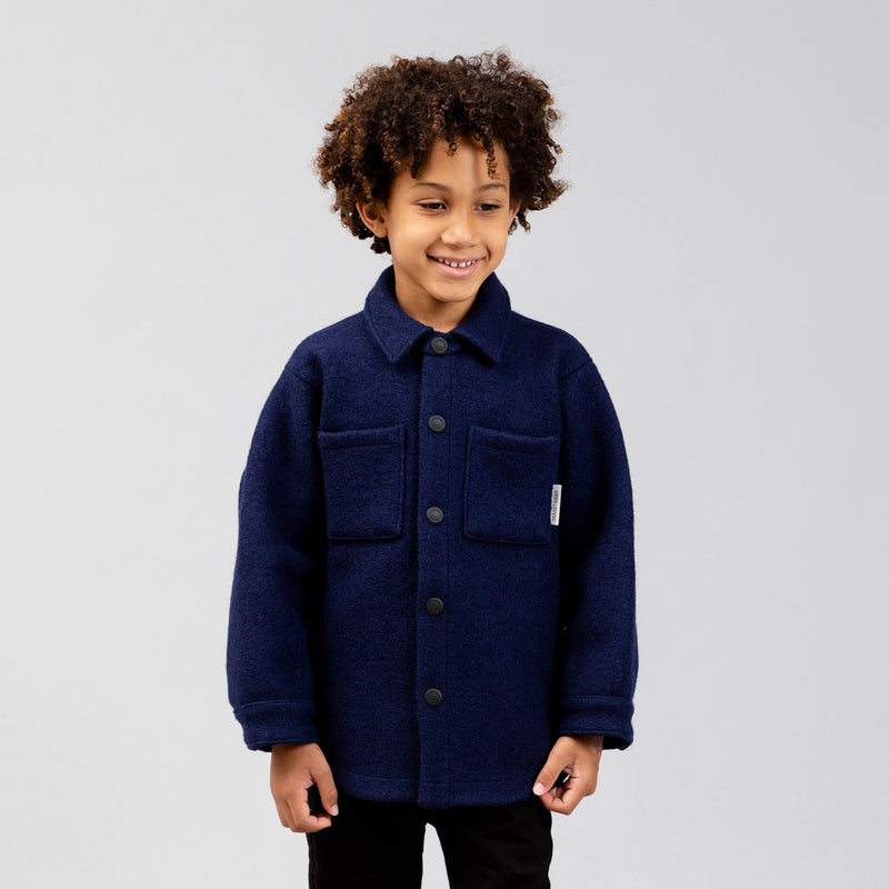 Kids oversize boiled wool shirt