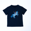Paua Kids | Unisex Kurzarm-Shirt "Einhorn" | Baumwolle & Lyocell | Dunkelblau
