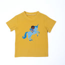 Paua Kids | Unisex Kurzarm-Shirt "Einhorn" | Baumwolle & Lyocell | Gelb