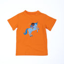 Paua Kids | Unisex Kurzarm-Shirt "Einhorn" | Baumwolle & Lyocell | Orange