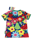 Toby Tiger Bio-Baumwoll Kinder Shirt kurzarm mit Blumen und Früchte-Druck 104 | 4yrs