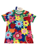 Toby Tiger Bio-Baumwoll Kinder Shirt kurzarm mit Blumen und Früchte-Druck 104 | 4yrs