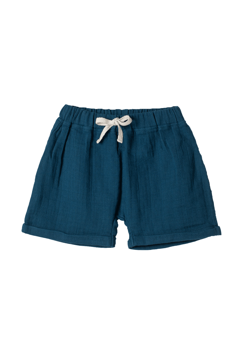 Jimmy shorts Play of Colors Petrol-blue organic muslin
