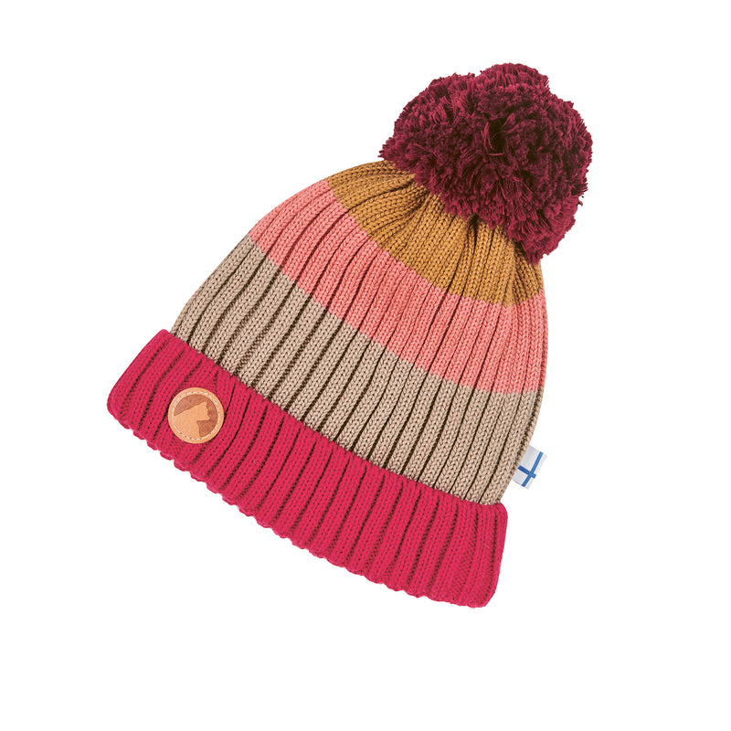 POMPULA Bunt gestreifter Grobstrick Beanie neu 48 cm