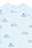 petit piao | Schwimm Jumpsuit | Illusion Blue Boat AOP