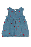 petit piao | Kleid | Light Blue Denim EMB