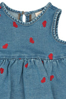 petit piao | Kleid | Light Blue Denim EMB
