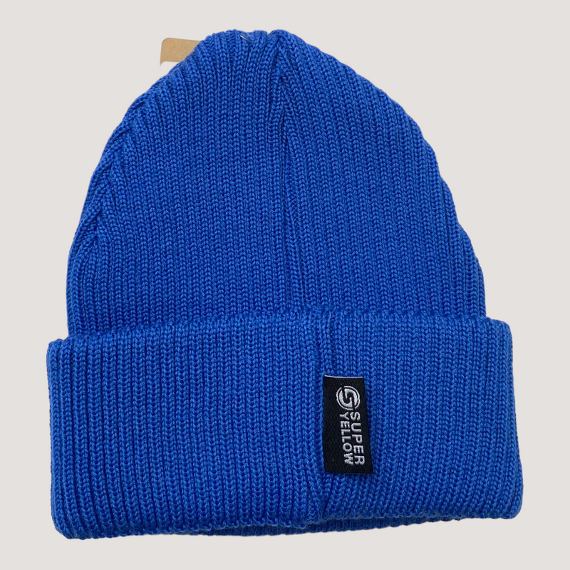 Superyellow Halo junior merino beanie, royal blue | 46-50cm