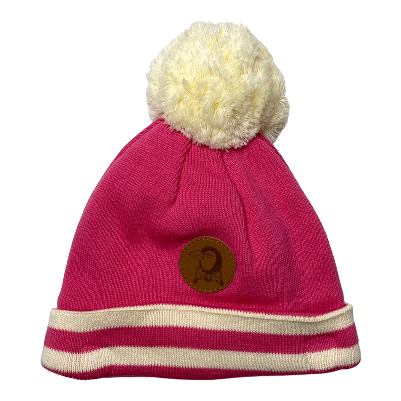 Mini Rodini pom knitted beanie, deep pink | 44/46cm