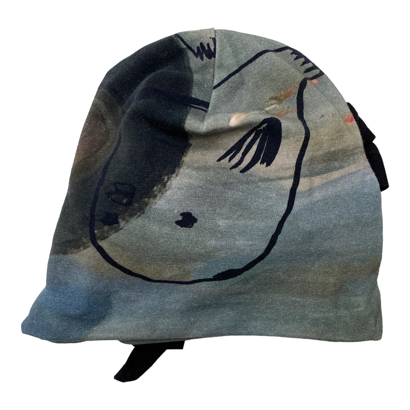 Papu bow beanie, bird painting | 38/42cm