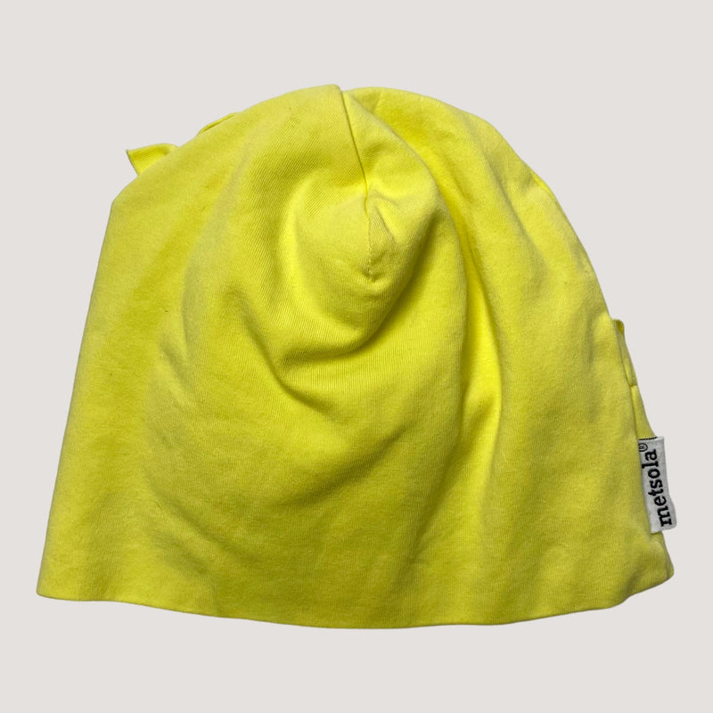 Metsola tricot frill beanie, yellow | 3-4y