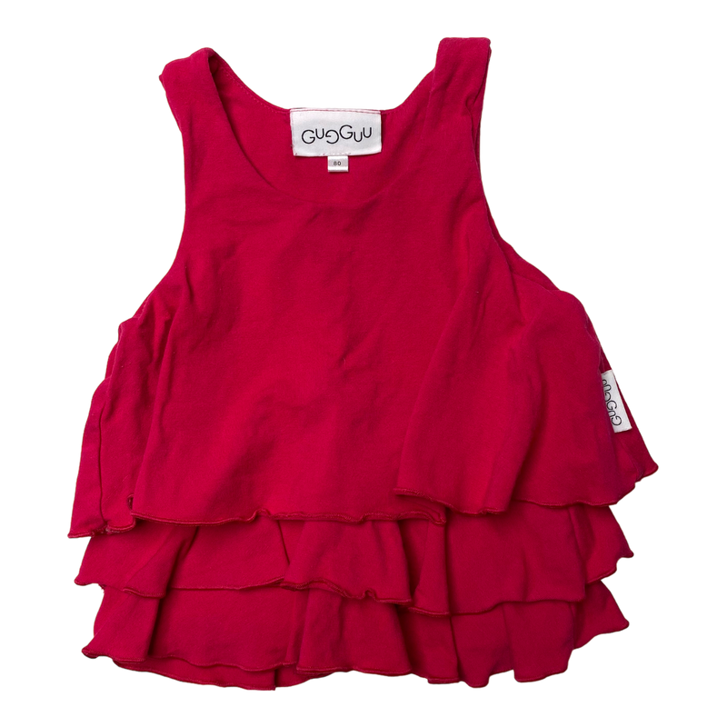 Gugguu frill tank top, raspberry | 80cm