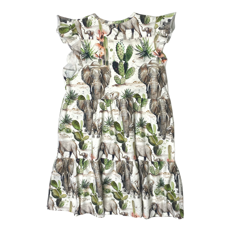 Nakoa frill dress, elephants| 140/146cm