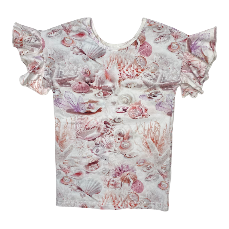 Gugguu frill t-shirt, flower | 110cm