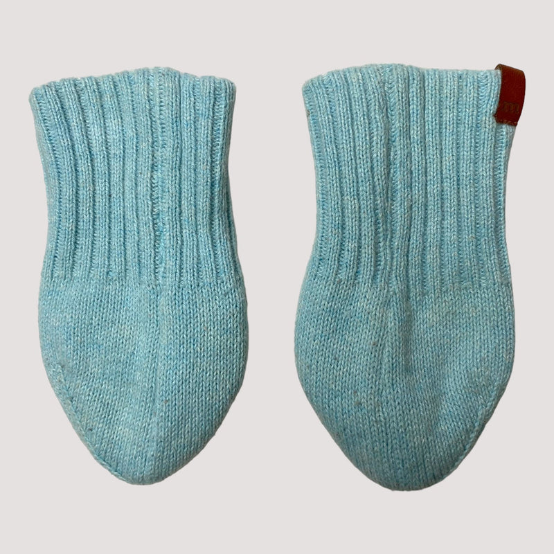 Metsola cotton baby mittens, aqua blue | 6-12m