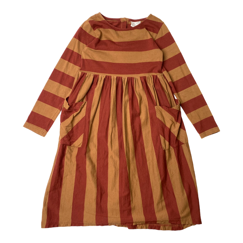 Mainio button dress, fire brick/caramel | 134/140cm
