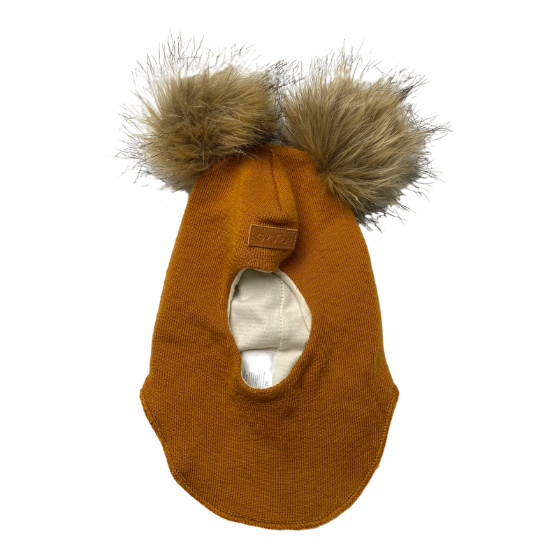 Gugguu merino furry balaclava, orange | 6-12m