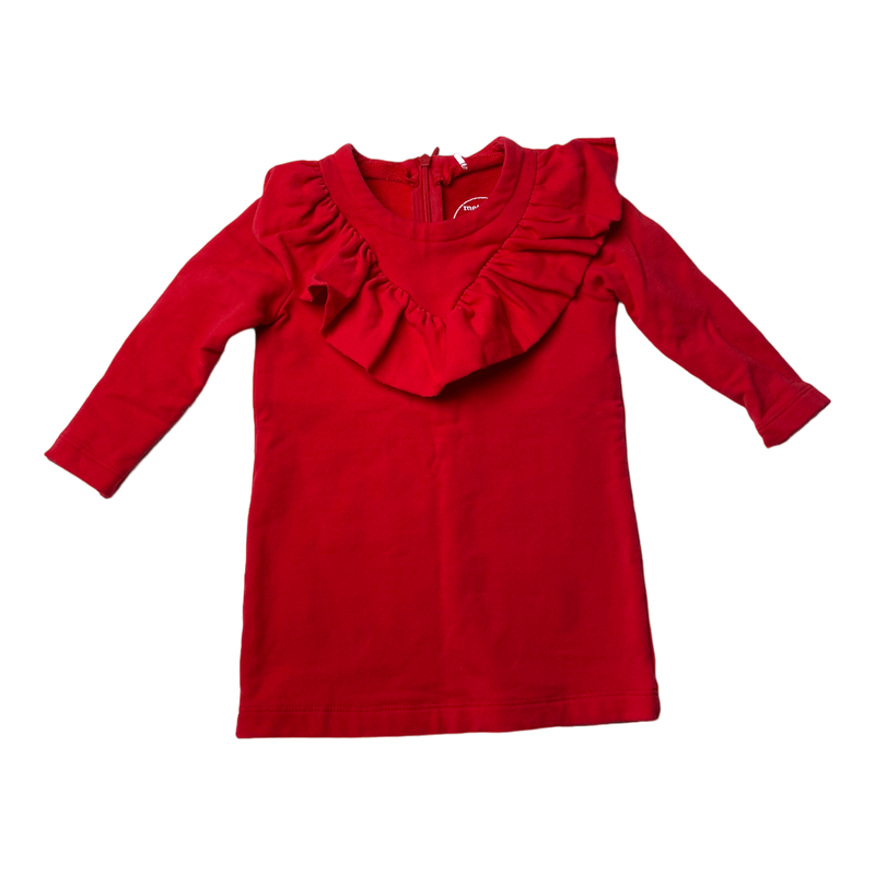 Metsola frill sweat dress, red | 74/80cm