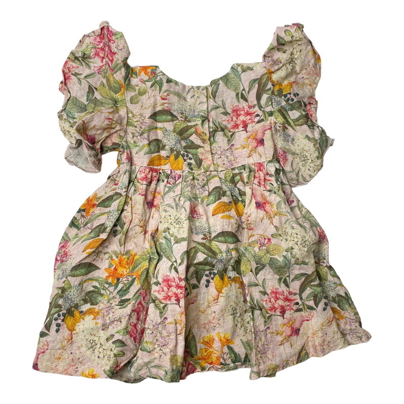 Metsola linen dress, flowers | 86/92cm