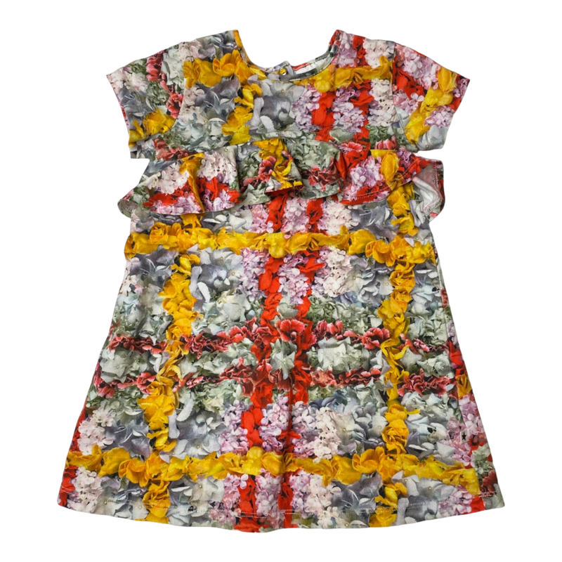 Molo t-shirt dress, checked flowers | 86cm