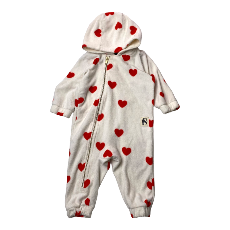 Mini Rodini fleece jumpsuit, hearts | 68/74cm