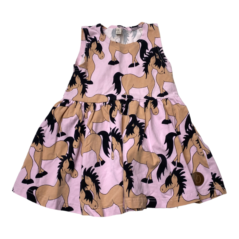 Blaa sleeveless dress, horses | 86/92cm