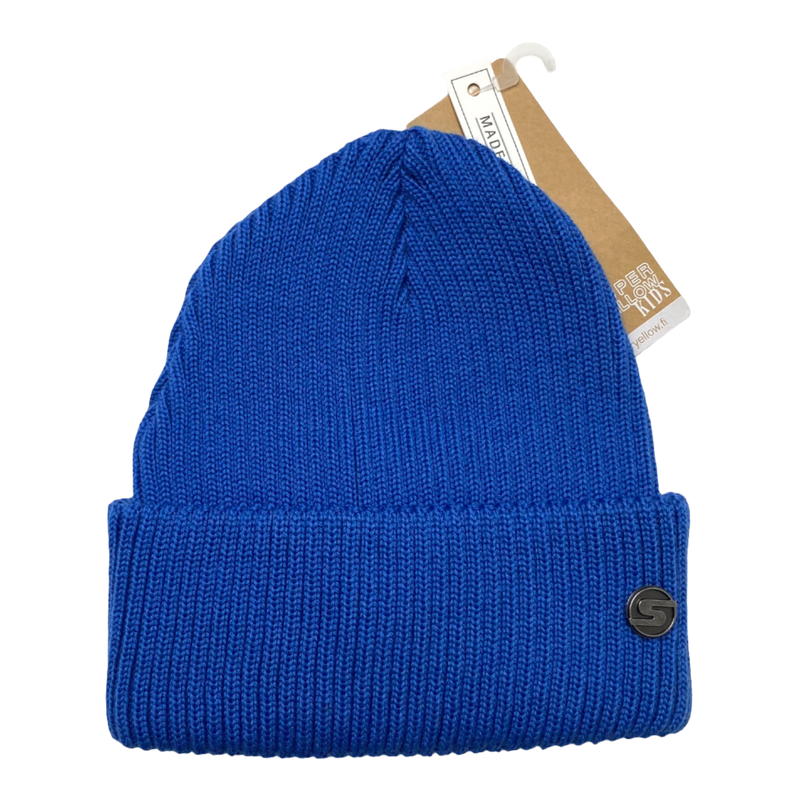 Superyellow Halo junior merino beanie, royal blue | 46-50cm