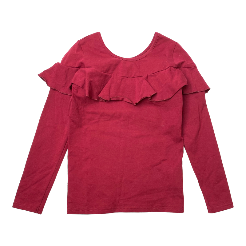 Gugguu frill shirt, dark red | 122cm