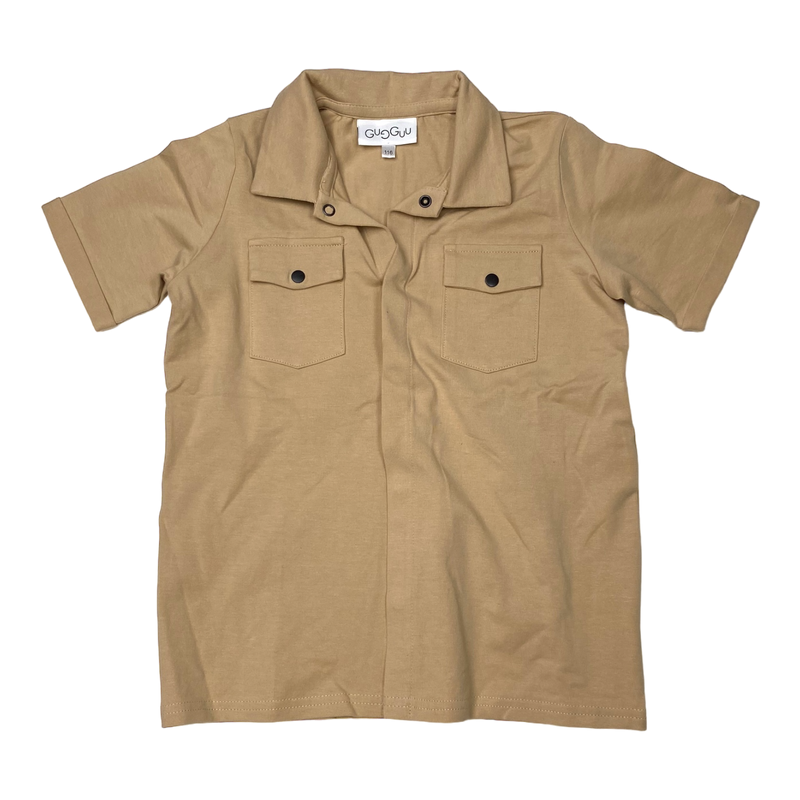 Gugguu pocket t-shirt, tan | 116cm